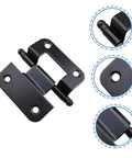 DOITOOL 10pcs black iron concealed cabinet hinges for kitchen cupboards; front view, self-closing, durable.