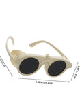 Shop Ready Heavy Industrial Grade Welding Protective Goggles with durable beige frame and black lenses, ideal for builders on major projects.