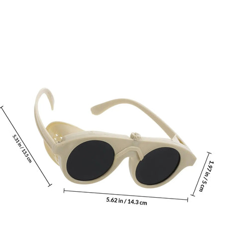 Shop Ready Heavy Industrial Grade Welding Protective Goggles with durable beige frame and black lenses, ideal for builders on major projects.
