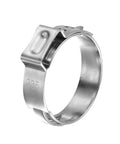 Single ear clamp from 120 Piece Stainless Steel Single Ear Hose Clamp Kit With Pincer Tool, 12 Sizes For Automotive, Plumbing, Garden And Industrial Use, Durable 304 Stainless Steel For Salt Water And Oil Resistance Built To Last.