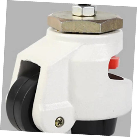 Heavy Duty Swivel Casters With Adjustable Leveling Feet And Smooth Rolling Steel Plate Wheels designed for industrial workbenches, close-up of swivel mount.