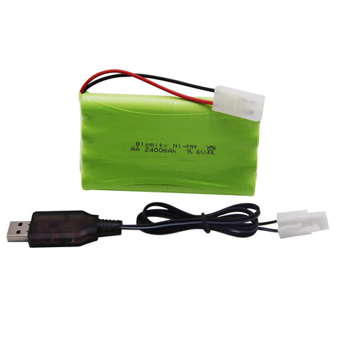 9.6V 2000mAh NiMH 8 Cell AA Battery Pack With Standard Tamiya Connector For RC Cars Trucks Tanks And Other RC Rigs USB Charging Cable Included High Capacity For Longer Runtime And Better Power green battery