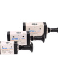Three Push Pull Pneumatic Valve With Hand Lever, Three Way Air Control Valve, Direct Acting, showing aluminum alloy body and ports