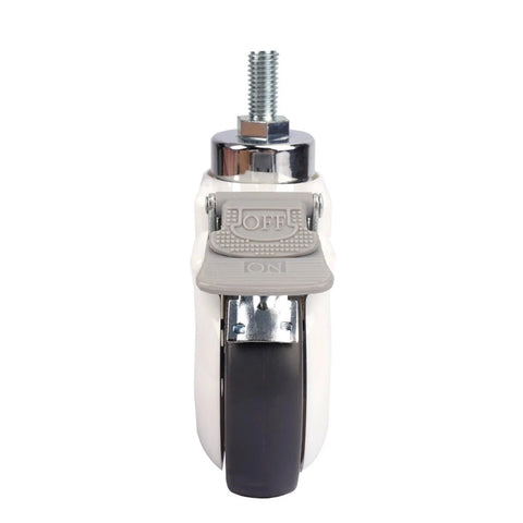 Front view of 4 Inch M12 Screw Rod TPR Wheel Caster With Brake Universal Wheel For Furniture And Equipment, smooth rolling ball caster.