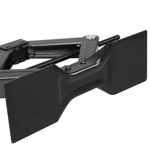Close-up of Compact Steel Scissor Lift Jack For Cars, 1.5 Ton (3,000 Lb) Capacity, Collapsible And Rugged Utility Jack in black.