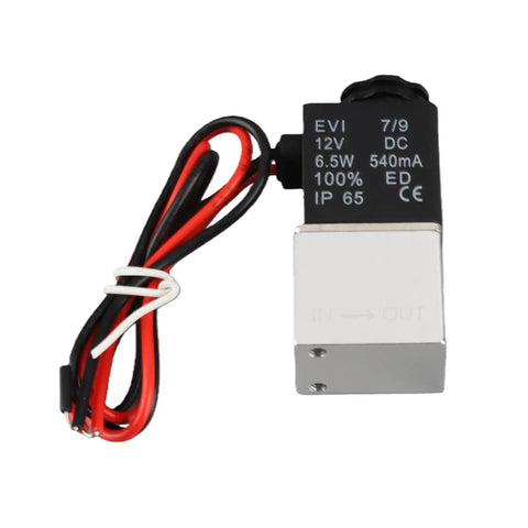 Lightning Fast 2-Way 2-Position DC 12V Solenoid Valve with Aluminum Alloy Body G1/4 inch, black coil, and red wiring