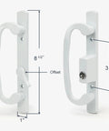 Keyed Sliding Patio Glass Door Handle Set For Truth Legacy Sash Controls 3-15/16 Inch Center To Center White Diecast