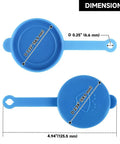 Top and bottom view of Washer Fluid Reservoir Cap Replacement For Armada Altima Maxima Titan XTerra Quest Sentra And Infiniti G20 G35 FX35 FX45 QX56 QX80 Fits OE 28913-7S000 28913-JX00A Easy Install To Keep Your Washer System Sealed And Working Smooth with dimensions