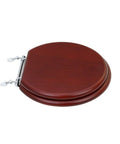 Cherry Finish Wooden Toilet Seat With Chrome Hinges And Non Slip Bumper For Round Toilets Durable Hardwood Comfort Tarnish Resistant Chrome Easy Install And Stable Fit