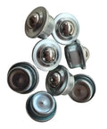 50 Pack 5/8 Inch Ball Transfer Bearings Set For Industrial Conveyors Carbon Steel Ball Transfer Units, top view