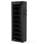 Tall 10 Tier Shoe Rack With Cover Narrow Free Standing Closet Organizer With Four Side Pockets Holds 18 To 22 Pairs Of Shoes