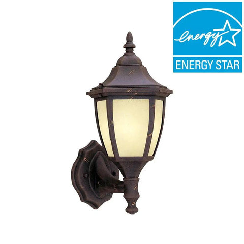 Autumn Gold Wall Lantern With Amber Glass Weatherproof Cast Aluminum Construction ENERGY STAR Outdoor Light
