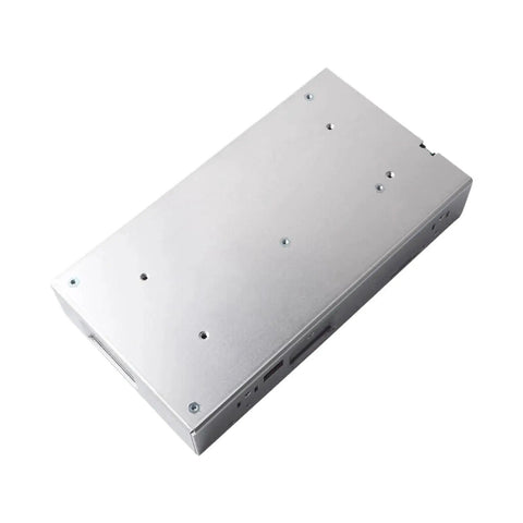 Industrial Workhorse 5V 100A 500W Switching Power Supply 1U Low Profile showing sleek metal box with screw terminals.