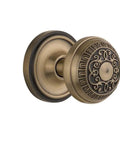 Classic Rosette With Egg And Dart Round Door Knob For Vintage Or Modern Doors, elegant antique brass style hardware