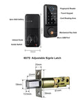 Solid As A Rock Waterproof Smart Deadbolt Lock For Home Featuring Biometric Fingerprint Scan And Digital Keypad with adjustable latch.