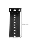 Black metal slide bracket measuring 4.13in x 1.73in for Rock Solid Under Desk Keyboard Drawer Slide Bracket Featuring Legit Secure Fit.