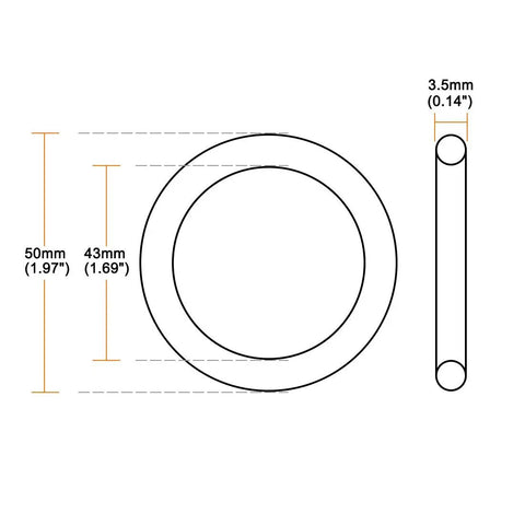 Silicone O Ring 50mm OD 43mm ID 3.5mm Thick VMQ Seal Gasket Red Pack Of 10 Durably Built For Travel Mugs And Small Appliances