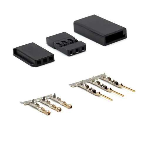 30 Sets RC Servo Connector Kit with Male and Female Crimp Pins, Brass Nickel Plated, Includes Housings and Protective Covers