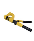 High Strength Stainless Steel Hydraulic Crimping Tool And Hole Punching Machine with yellow ergonomic handle for one-handed operation.