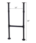 38 Inch Industrial Pipe Table Legs Black Powder Finish, Metal Desk and Bar Height Legs for Dining Coffee Tables, 2 Pack