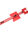Rock Solid Heavy Duty 4 In 1 Aluminum Router Jig Kit With Quick Assembly Backer Bracket For Circle Cutting Groove Milling Edge Trimming Modular Woodworking Tool showing red gauge with scale and adjustable components.