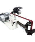 Heavy Duty 1500W Belt Sander And Knife Sharpener With 3 Interchangeable Grinding Stones Multi Angle Polisher showing motor and drive belt.