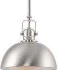 Petite Retro Metal Dome Pendant Light In Brushed Nickel Finish Modern Industrial Hanging Fixture With Swivel Joints