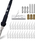 Afantti 31 Piece Electric Hot Knife Foam Cutter Kit With 23 Plastic Cutting Blades Adjustable Temperature Up To 500 Celsius, includes hot knife and attachments.