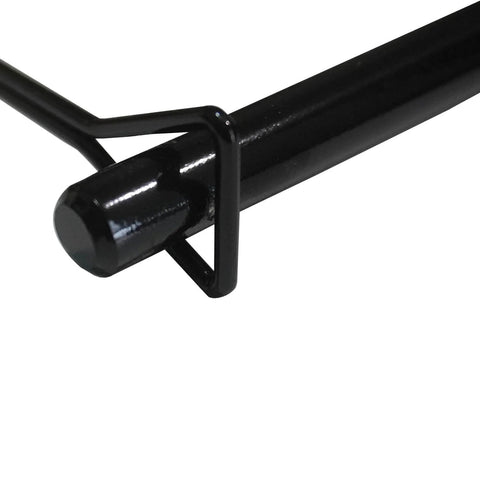 Close-up of Two Pack Beefed Up Heavy Duty Black Trailer Hitch Pin Lock For Towing Coupler Quick Release Five Sixteenths By Three And A Half Inches