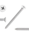 100 Pack White Head Wood Screws Size 10 X 1-3/4 Inch Stainless Steel Phillips Flat Head 304 A2 Grade Durable Fasteners For DIY Carpentry