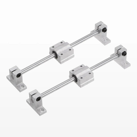 8mm x 200mm Linear Motion Rods Set With Hardened Chrome Plated Coating HRC50, mounted on brackets, for 3D Printer CNC DIY Projects