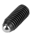 Top Shelf Heavy Duty 10 Pack M25 Carbon Steel Hex Socket Spring Loaded Ball Plunger Screws close-up view of plunger screw.