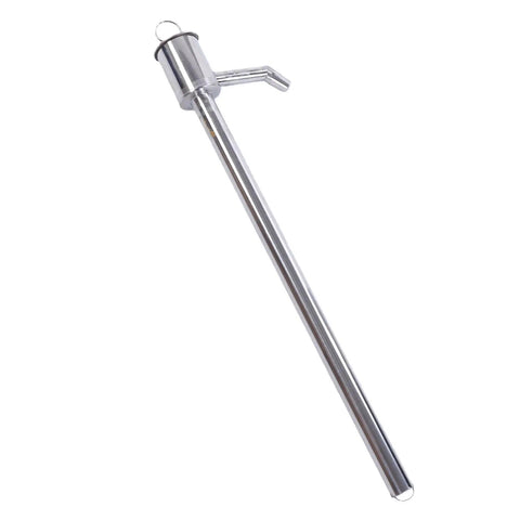 Heavy Duty Stainless Steel Manual Oil Pump 60cm Hand Fluid Transfer Squeezy Suction Tool For Gasoline And Motor Oil Effortless Barrel Spilling with a shiny stainless steel body.