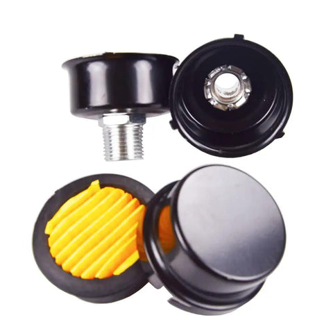 Metal Air Compressor Silencer Filter For Killer Quiet Operation showing threading and filter elements, 2 pack.