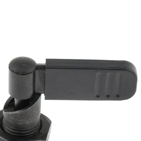 Rock Solid Retractable Indexing Plunger With L Shape Pull Handle Fine Thread Quick Release Pin, close-up view of carbon steel pin handle.