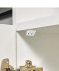 Beefy Plastic Right Angle Brackets 4 Hole Corner Supports for drawers cabinets and shelves, white, installed in corner