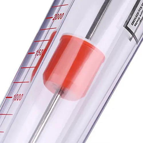Close-up of Plastic Rotameter Water Flow Meter With 300 To 3000 Liters Per Hour Range, DN 25 Tube, LZS 25 Model, Float Type, double connector.