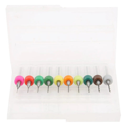 10Pcs Micro Twist Drill Bit Set For Pro Grade Gas Orifices And Mini Vises Tungsten Steel Cobalt Spiral Bits displayed in a case