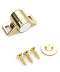 Gold zinc alloy Heavy Duty Cabinet Door Magnets for Latch Closures with screws included, ideal for kitchen, bathroom, and closets.