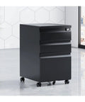 Steel Mobile Filing Cabinet With Three Lockable Drawers For Home Office And Small Biz Heavy Duty Storage Solution With Smooth Rolling Casters Secure Doc Organizer For Easy Paper Management And Space Saving