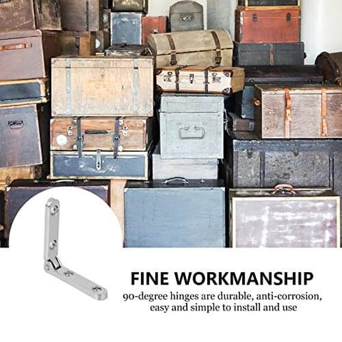 10 Pack 90 Degree Hinges For Wooden Boxes Jewelry Boxes Chest And Gift Boxes Silver Finish With Screws Rddconkit Durable Zinc Alloy Cabinet Hardware For DIY Crafts And Jewelry Box Projects