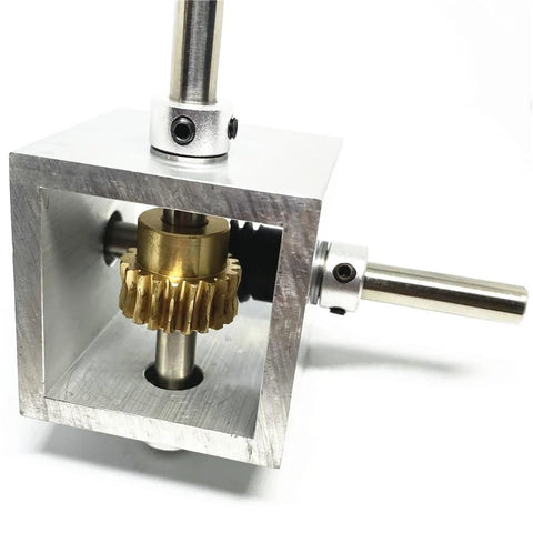 PGFUN 10:1 right-angle worm gearbox with 20T brass gear in aluminum housing, 8mm shaft