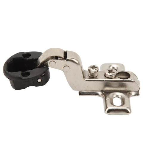 Concealed Hydraulic Glass Hinge Set For Cabinets With Soft Close, Cold Rolled Steel, showing hinge detail and screw holes