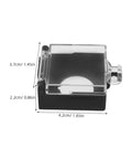 Side view of Emergency Stop Button Guard Cover for 22mm Push Switches, Heavy Duty Waterproof Plastic Protector Cap with measurements.