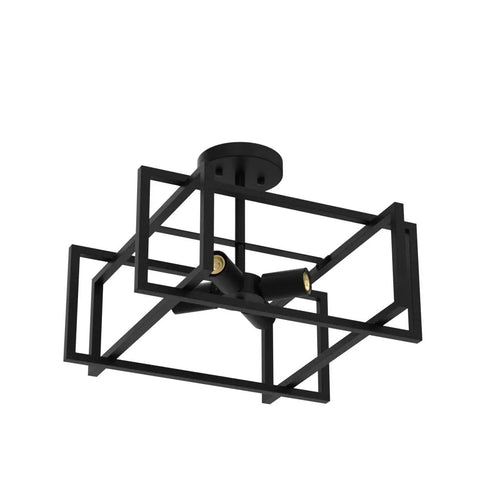 Industrial Black 4 Light Dope Semi Flush Mount Ceiling Light Fixture With E26 Socket For Kitchen Island Hallway Dining Room