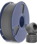 Spool of High Speed Flexible TPU Filament 1.75mm 1kg For Fast Prints With Dimensional Accuracy About 0.03mm in grey with flexible parts.