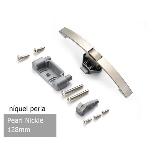 Pearl Nickel 128mm Push Lock With Handle for Camper Van RV Boat Caravan Cabinets and Drawers secure lock components visible