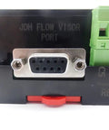 Flow Meter And Totalizer For Liter And Gallon Tracking With Five Sensors And Five Alarms Big Display Shows Instant Flow Rate And Alarm Status Relay LEDs Compatible With Up To Five Sensors For Bang For Your Buck Liquid Monitoring close-up view of connection ports
