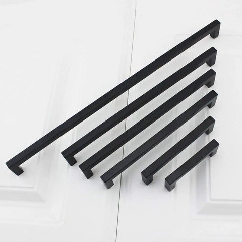 Six And A Quarter Inch Matte Black Cabinet Handles Set Of 45 Stainless Steel Square Bar Drawer Pulls For Kitchen And Bathroom Cupboards Modern Hardware
