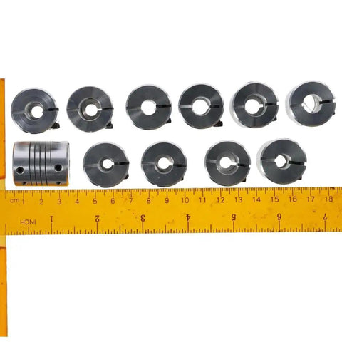 Rock Solid Aluminum Stepper Motor Shaft Coupler Dual Hole Heavy Duty Clamping Link set with precision fit for CNC and 3D printing.